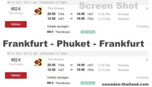 Frankfurt Phuket Non Stop mit Thai Airways